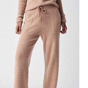 $298 NWT Faherty 100% Cashmere Pants Cloud knit Medium 8 ALMON pull on women new